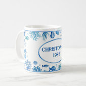 Personalisierte Meereslebewesen-Illustration Vinta Kaffeetasse (Vorderseite Links)
