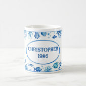 Personalisierte Meereslebewesen-Illustration Vinta Kaffeetasse (Mittel)