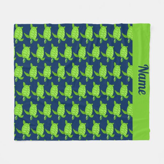 Personalisierte Meeresschildkröte Fleecedecke (Vorderseite (Horizontal))