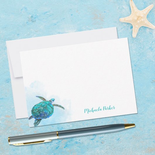 Personalisierte Meeresschildkröte Mitteilungskarte
