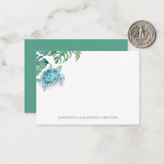 Personalisierte Meeresschildkröte Mitteilungskarte (Vorderseite/Rückseite Beispiel)