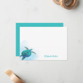 Personalisierte Meeresschildkröte Mitteilungskarte (Vorderseite/Rückseite Beispiel)
