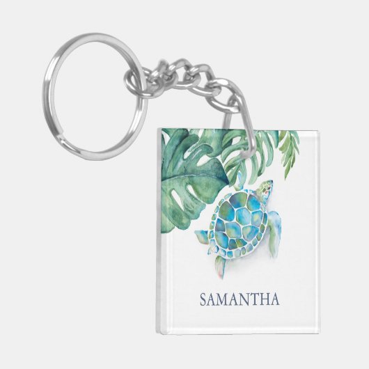 Personalisierte Meeresschildkröte Schlüsselanhänger (Vorderseite links)