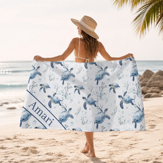 Personalisierte Meeresschildkröte Strandtuch