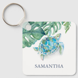 Personalisierte Meeresschildkröte tropisch Schlüsselanhänger