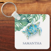 Personalisierte Meeresschildkröte tropisch Schlüsselanhänger (Vorderseite)