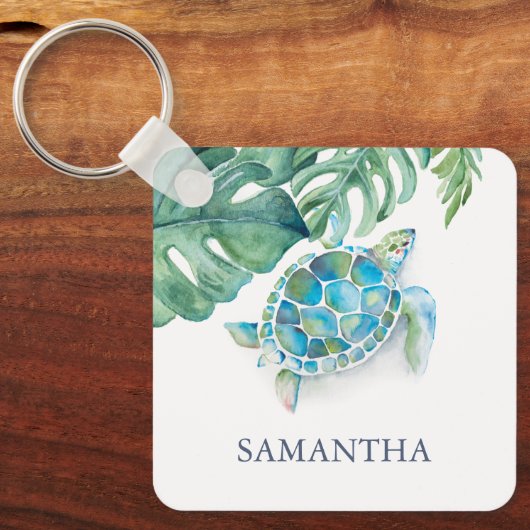Personalisierte Meeresschildkröte tropisch Schlüsselanhänger (Vorderseite)