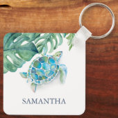 Personalisierte Meeresschildkröte tropisch Schlüsselanhänger (Rückseite)