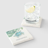 Personalisierte Meeresschildkröte tropisch Steinuntersetzer (Seitenansicht)