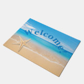 Personalisierte Meerestrand-Willkommensmatte Fußmatte (Schrägansicht)