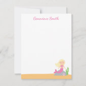 Personalisierte Meerjungfrau | Blonde Rosa Einladung (Vorderseite)