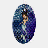 Personalisierte Meerjungfrau in Blue ~ Sparkling B Keramik Ornament (Rechts)