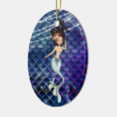 Personalisierte Meerjungfrau in Blue ~ Sparkling B Keramik Ornament (Links)