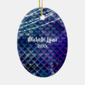 Personalisierte Meerjungfrau in Blue ~ Sparkling B Keramik Ornament (Hinten)
