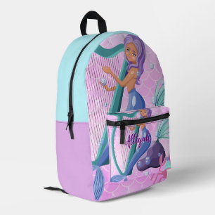 Personalisierte Meerjungfrau Lavendel/Azure Bedruckter Rucksack