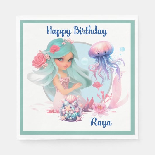 Personalisierte Meerjungfrau-Party Serviette (Vorderseite)