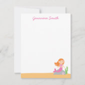 Personalisierte Meerjungfrau | Rotes Haar | Rosa Einladung (Vorderseite)