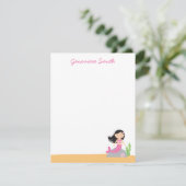 Personalisierte Meerjungfrau | Schwarzes Haar rosa Einladung (Stehend Vorderseite)