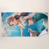 Personalisierte Meerjungfrau Strandtuch (Vorderseite)