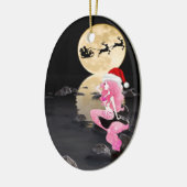 Personalisierte Meerjungfrau und Weihnachtsmannmüt Keramik Ornament (Links)