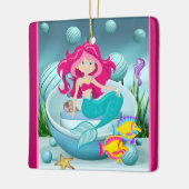 Personalisierte Meerjungfrau unter dem Meer Weihna Keramikornament (Links)
