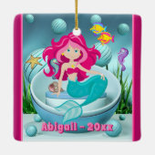 Personalisierte Meerjungfrau unter dem Meer Weihna Keramikornament (Rückseite)