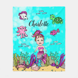 Personalisierte Meerjungfrau unter dem Meeresboden Fleecedecke
