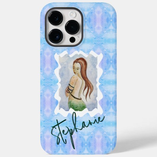 Personalisierte Meerjungfrau-Wasserfarbe-Originalk Case-Mate iPhone Hülle (Rückseite)