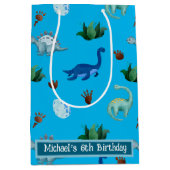 Personalisierte Mehrfach-Dino-Art in Türkis Mittlere Geschenktüte (Vorderseite)