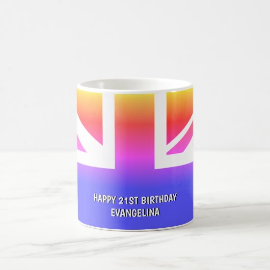 Personalisierte mehrfarbige britische UNION JACK Kaffeetasse (Mittel)