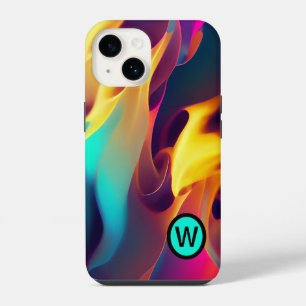 Personalisierte mehrfarbige Flammen iPhone 14 Hülle