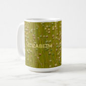 Personalisierte mehrfarbige grüne Florals Kaffeetasse (Vorderseite Links)