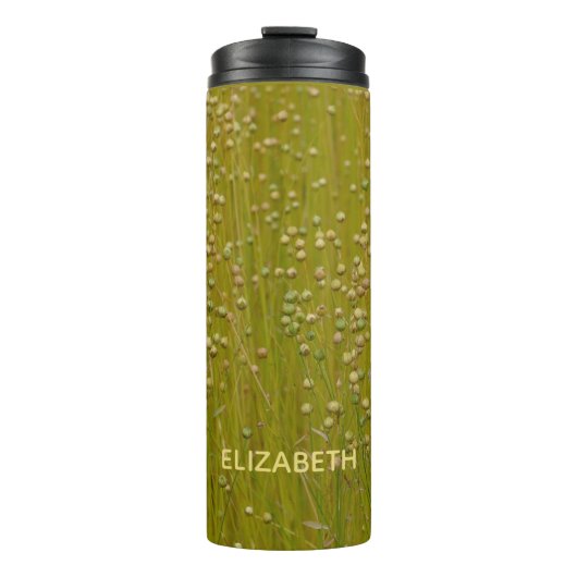 Personalisierte mehrfarbige grüne Florals Thermosbecher (Vorderseite)