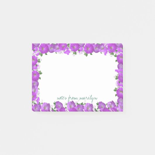Personalisierte mehrfarbige Lila Florals Post-it Klebezettel (Vorderseite)