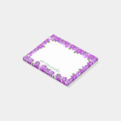 Personalisierte mehrfarbige Lila Florals Post-it Klebezettel (angewinkelt)