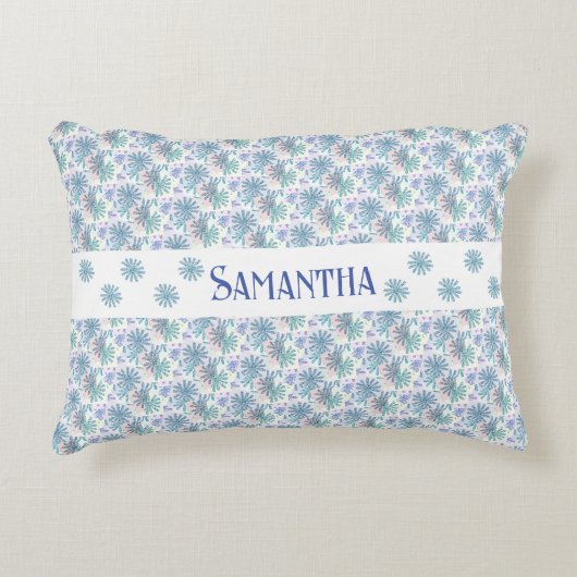 Personalisierte mehrfarbige Pastel Patchwork Daisy Dekokissen (Vorderseite)