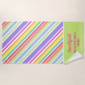 Personalisierte, mehrfarbige Streifen Strandtuch (Vorderseite)