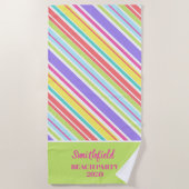 Personalisierte, mehrfarbige Streifen Strandtuch (Vorderseite)