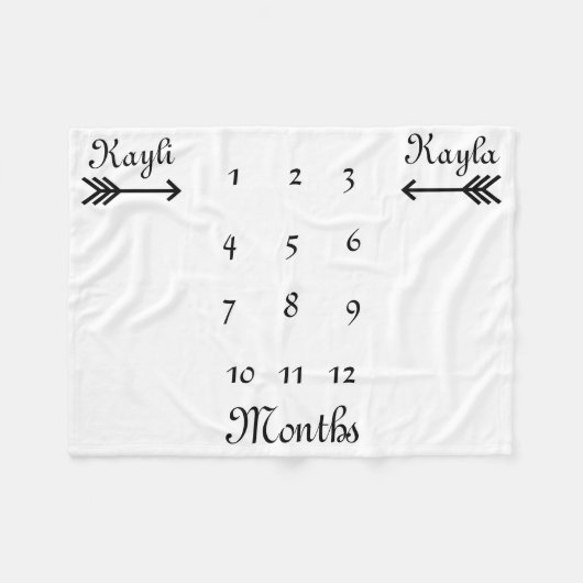 Personalisierte Meilenstein-Monats-Doppeldecke Fleecedecke (Vorderseite (Horizontal))
