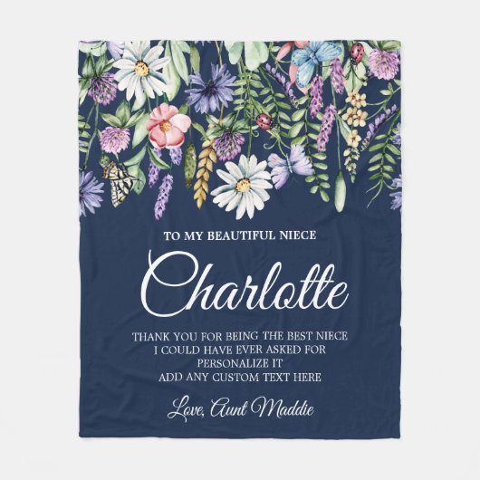 Personalisierte Meldung der Wildblumen Fleecedecke (Vorderseite)