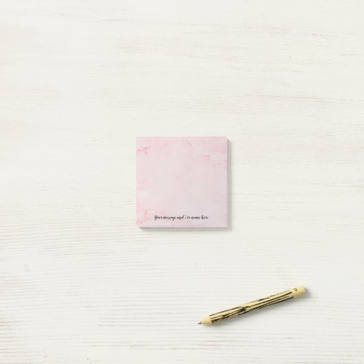 Personalisierte Meldung Elegantes Script rosa Marb Post-it Klebezettel (Auf Schreibtisch)