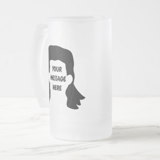 Personalisierte Meldung Funny Mullet Illustration Mattglas Bierglas (Vorderseite Links)