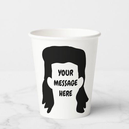 Personalisierte Meldung Funny Mullet Illustration Pappbecher (Rückseite)