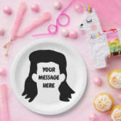 Personalisierte Meldung Funny Mullet Illustration Pappteller (Party)