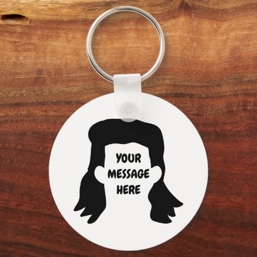 Personalisierte Meldung Funny Mullet Illustration Schlüsselanhänger (Vorderseite)