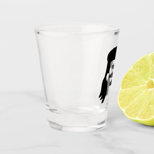 Personalisierte Meldung Funny Mullet Illustration Schnapsglas (Links)