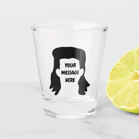Personalisierte Meldung Funny Mullet Illustration Schnapsglas (Vorderseite)
