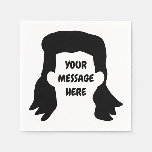 Personalisierte Meldung Funny Mullet Illustration Serviette (Vorderseite)
