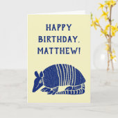 Personalisierte Meldung "Navy Blue Armadillo" Karte (Gelbe Blume)