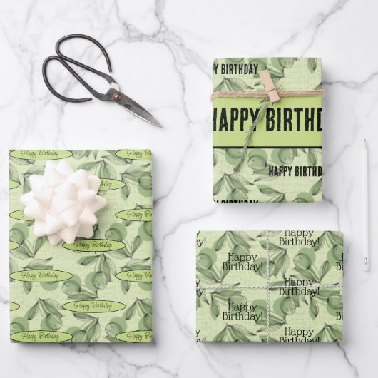 Personalisierte Meldung "Olive and Greenerity Patt Geschenkpapier Set (Vorderseite)